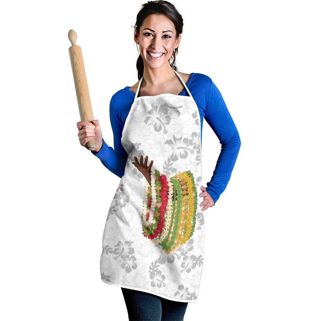 Hawaii Lei Kamehameha Apron Ke'oke'o Seamless Pattern Hibiscus Flower LT9 - Polynesian Pride