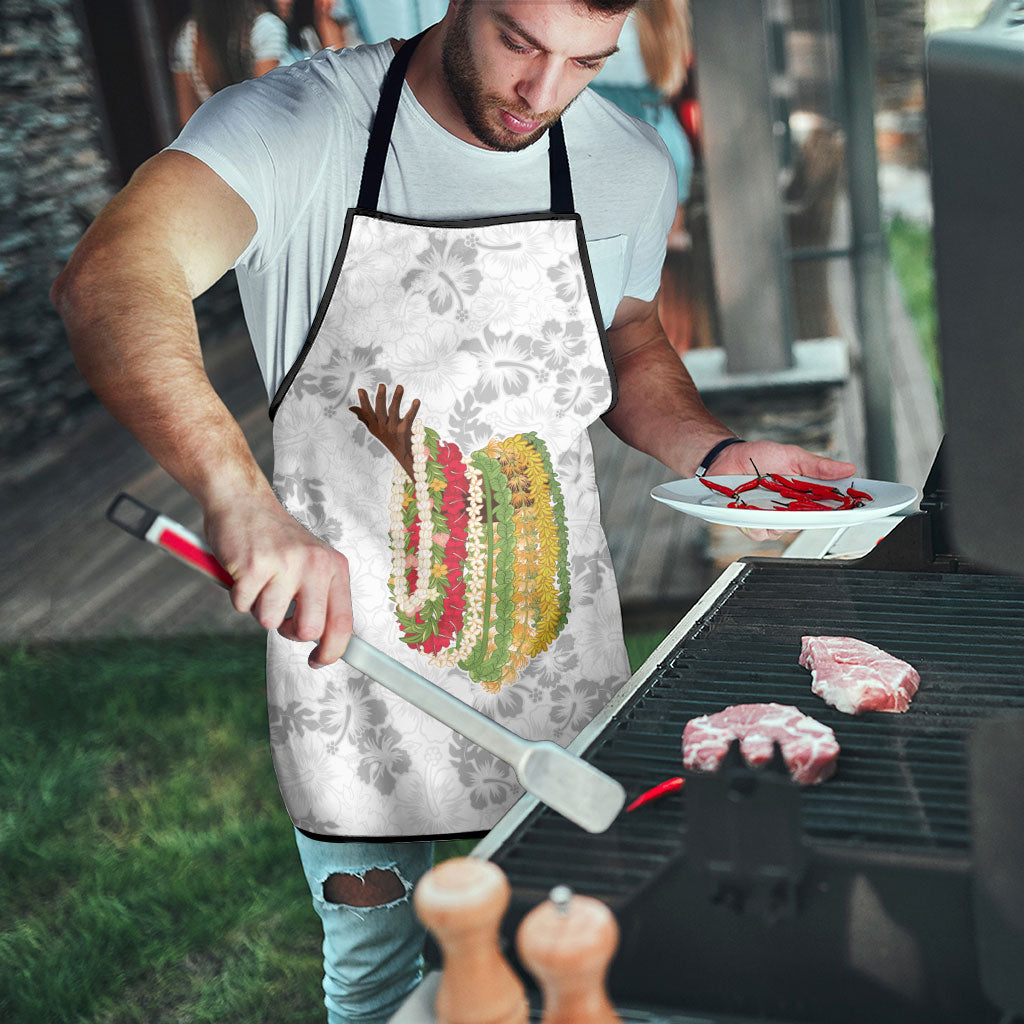 Hawaii Lei Kamehameha Apron Ke'oke'o Seamless Pattern Hibiscus Flower LT9 - Polynesian Pride
