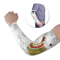 Hawaii Lei Kamehameha Arm Sleeves Ke'oke'o Seamless Pattern Hibiscus Flower LT9 Set of 2 White - Polynesian Pride