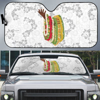 Hawaii Lei Kamehameha Auto Sun Shade Ke'oke'o Seamless Pattern Hibiscus Flower LT9 White - Polynesian Pride