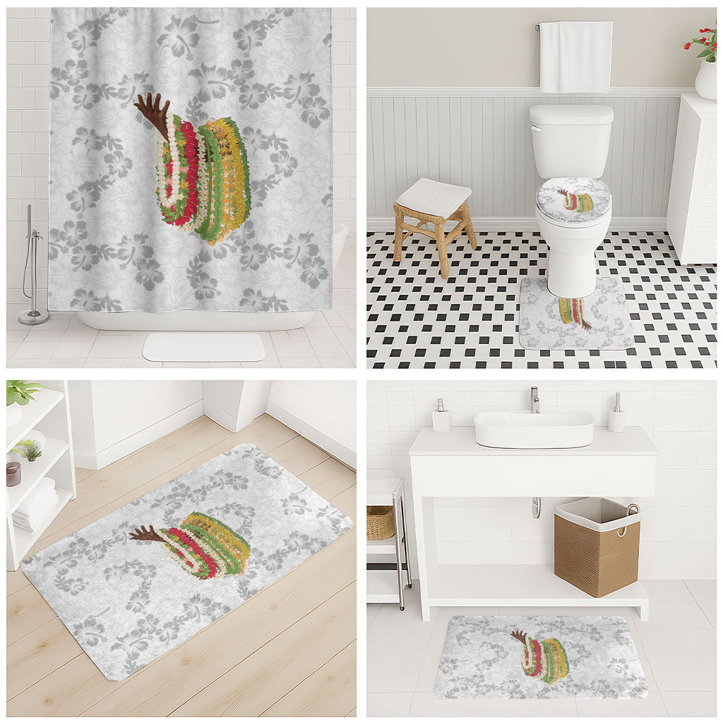 Hawaii Lei Kamehameha Bathroom Set Ke'oke'o Seamless Pattern Hibiscus Flower LT9 - Polynesian Pride