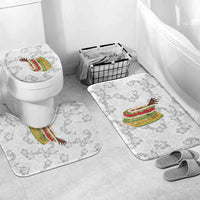 Hawaii Lei Kamehameha Bathroom Set Ke'oke'o Seamless Pattern Hibiscus Flower LT9 Mat Set Only (3 pcs) One Size White - Polynesian Pride