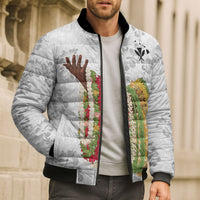 Hawaii Lei Kamehameha Bomber Puffer Jacket Ke'oke'o Seamless Pattern Hibiscus Flower LT9 - Polynesian Pride