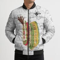 Hawaii Lei Kamehameha Bomber Puffer Jacket Ke'oke'o Seamless Pattern Hibiscus Flower LT9 - Polynesian Pride