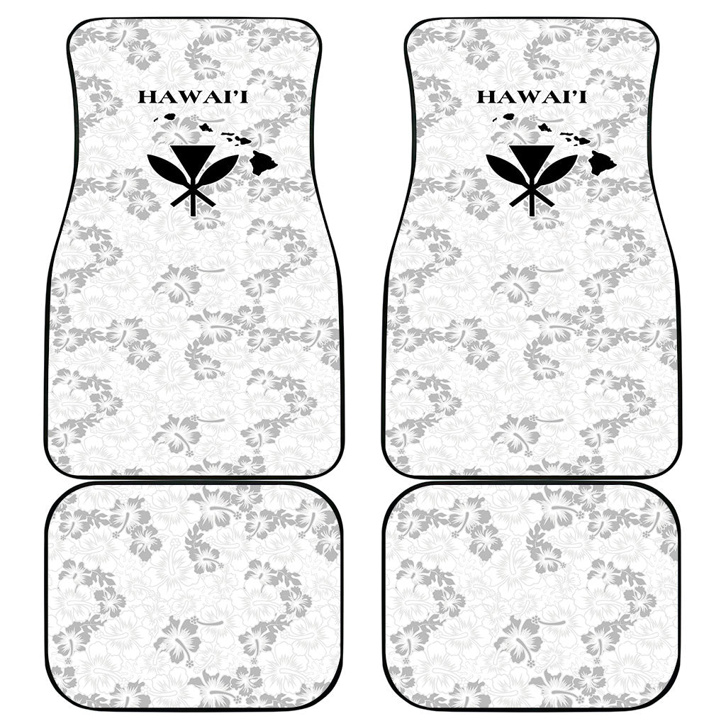 Hawaii Lei Kamehameha Car Mats Ke'oke'o Seamless Pattern Hibiscus Flower LT9 - Polynesian Pride