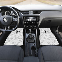 Hawaii Lei Kamehameha Car Mats Ke'oke'o Seamless Pattern Hibiscus Flower LT9 Set 2pcs - Front White - Polynesian Pride