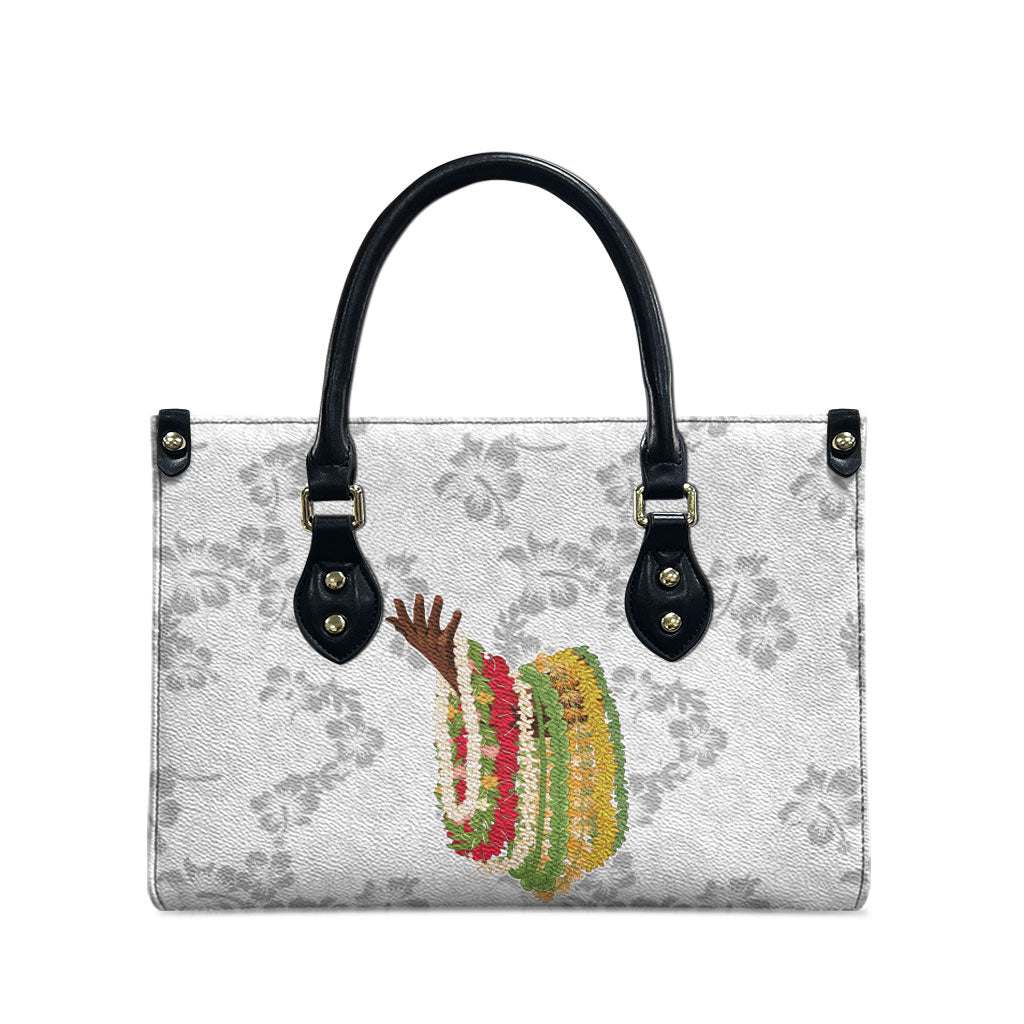 Hawaii Lei Kamehameha Leather Bag Ke'oke'o Seamless Pattern Hibiscus Flower LT9 - Polynesian Pride