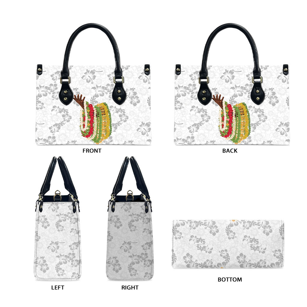 Hawaii Lei Kamehameha Leather Bag Ke'oke'o Seamless Pattern Hibiscus Flower LT9 - Polynesian Pride
