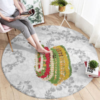 Hawaii Lei Kamehameha Round Carpet Ke'oke'o Seamless Pattern Hibiscus Flower LT9 - Polynesian Pride