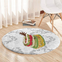 Hawaii Lei Kamehameha Round Carpet Ke'oke'o Seamless Pattern Hibiscus Flower LT9 - Polynesian Pride