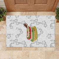 Hawaii Lei Kamehameha Rubber Doormat Ke'oke'o Seamless Pattern Hibiscus Flower LT9 White - Polynesian Pride