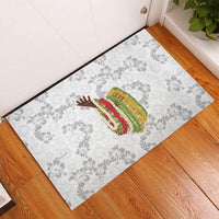 Hawaii Lei Kamehameha Rubber Doormat Ke'oke'o Seamless Pattern Hibiscus Flower LT9 - Polynesian Pride