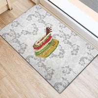 Hawaii Lei Kamehameha Rubber Doormat Ke'oke'o Seamless Pattern Hibiscus Flower LT9 - Polynesian Pride