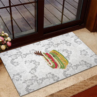 Hawaii Lei Kamehameha Rubber Doormat Ke'oke'o Seamless Pattern Hibiscus Flower LT9 - Polynesian Pride