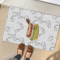 Hawaii Lei Kamehameha Rubber Doormat Ke'oke'o Seamless Pattern Hibiscus Flower LT9 - Polynesian Pride