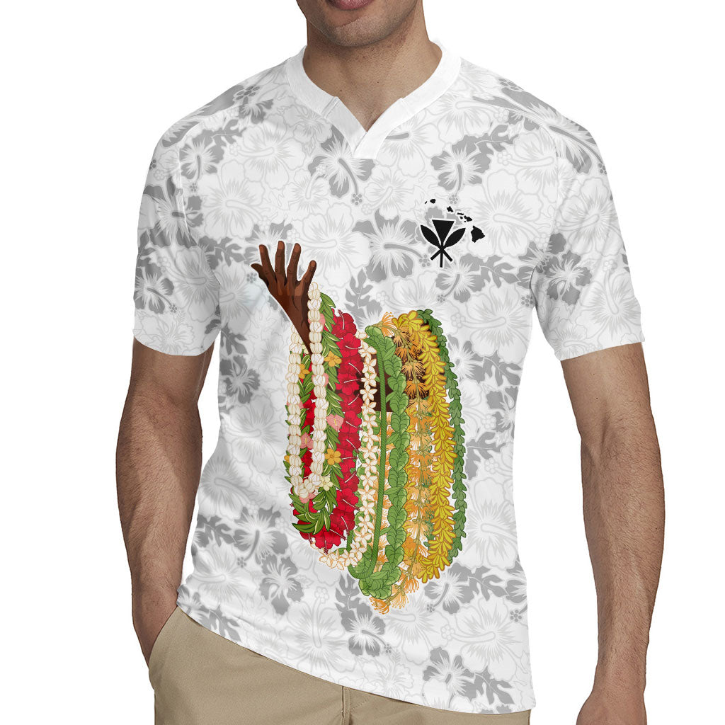 Hawaii Lei Kamehameha Rugby Jersey Ke'oke'o Seamless Pattern Hibiscus Flower LT9 - Polynesian Pride
