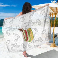 Hawaii Lei Kamehameha Sarong Ke'oke'o Seamless Pattern Hibiscus Flower LT9 One Size 44 x 66 inches White - Polynesian Pride