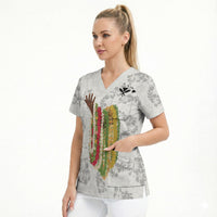 Hawaii Lei Kamehameha Scrub Top Ke'oke'o Seamless Pattern Hibiscus Flower LT9 - Polynesian Pride