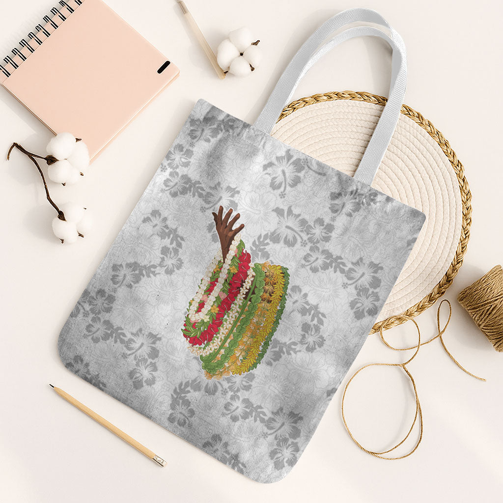 Hawaii Lei Kamehameha Tote Bag Ke'oke'o Seamless Pattern Hibiscus Flower LT9 White Strap One Size White - Polynesian Pride