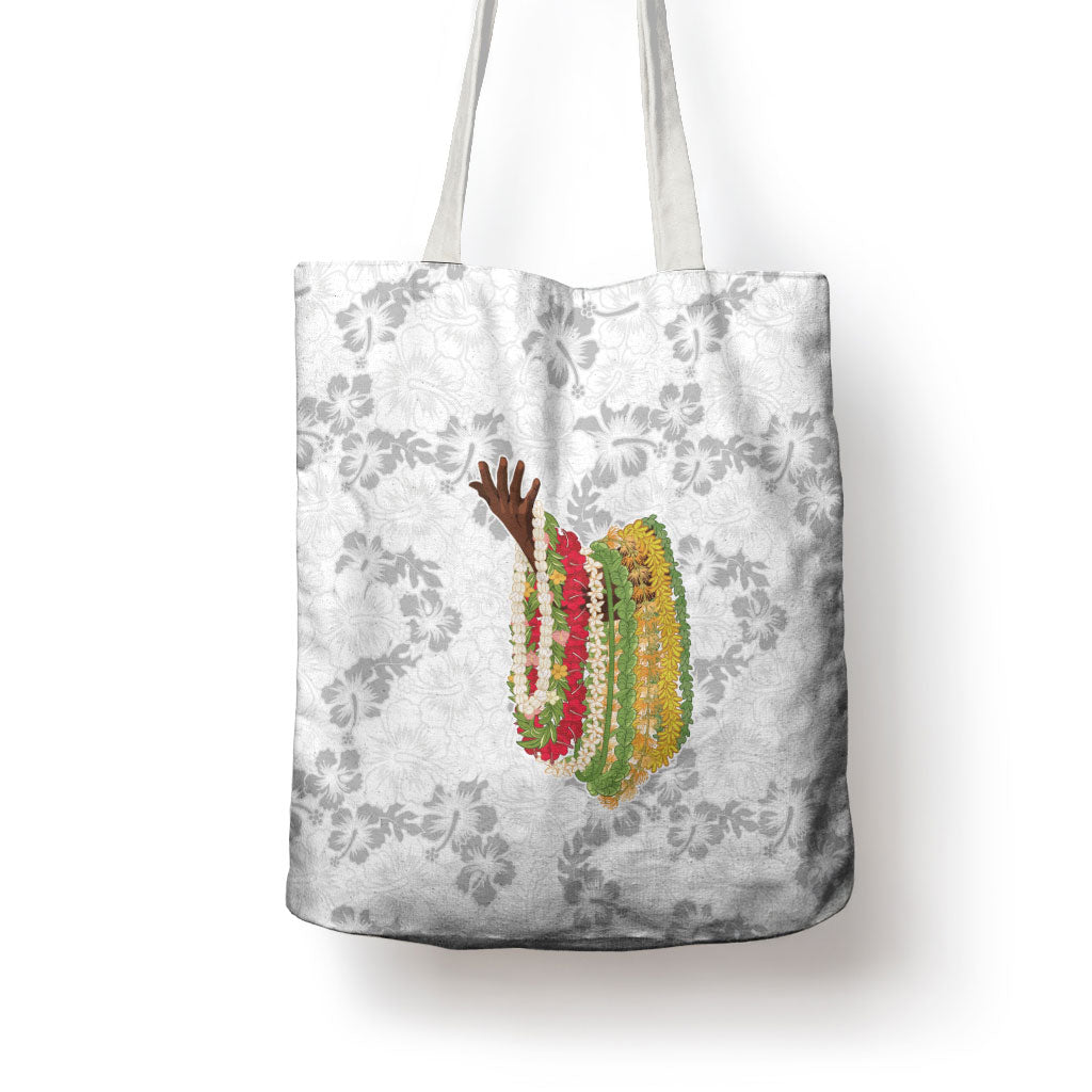 Hawaii Lei Kamehameha Tote Bag Ke'oke'o Seamless Pattern Hibiscus Flower LT9 - Polynesian Pride