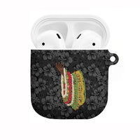 Hawaii Lei Kamehameha AirPods Case Ele'ele Seamless Pattern Hibiscus Flower LT9 Black - Polynesian Pride