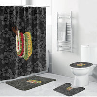 Hawaii Lei Kamehameha Bathroom Set Ele'ele Seamless Pattern Hibiscus Flower LT9 Bathroom Set (4 pcs) Black - Polynesian Pride