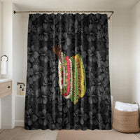 Hawaii Lei Kamehameha Bathroom Set Ele'ele Seamless Pattern Hibiscus Flower LT9 Shower Curtain Only Black - Polynesian Pride
