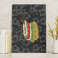 Hawaii Lei Kamehameha Canvas Wall Art Ele'ele Seamless Pattern Hibiscus Flower LT9 Without Frame Black - Polynesian Pride