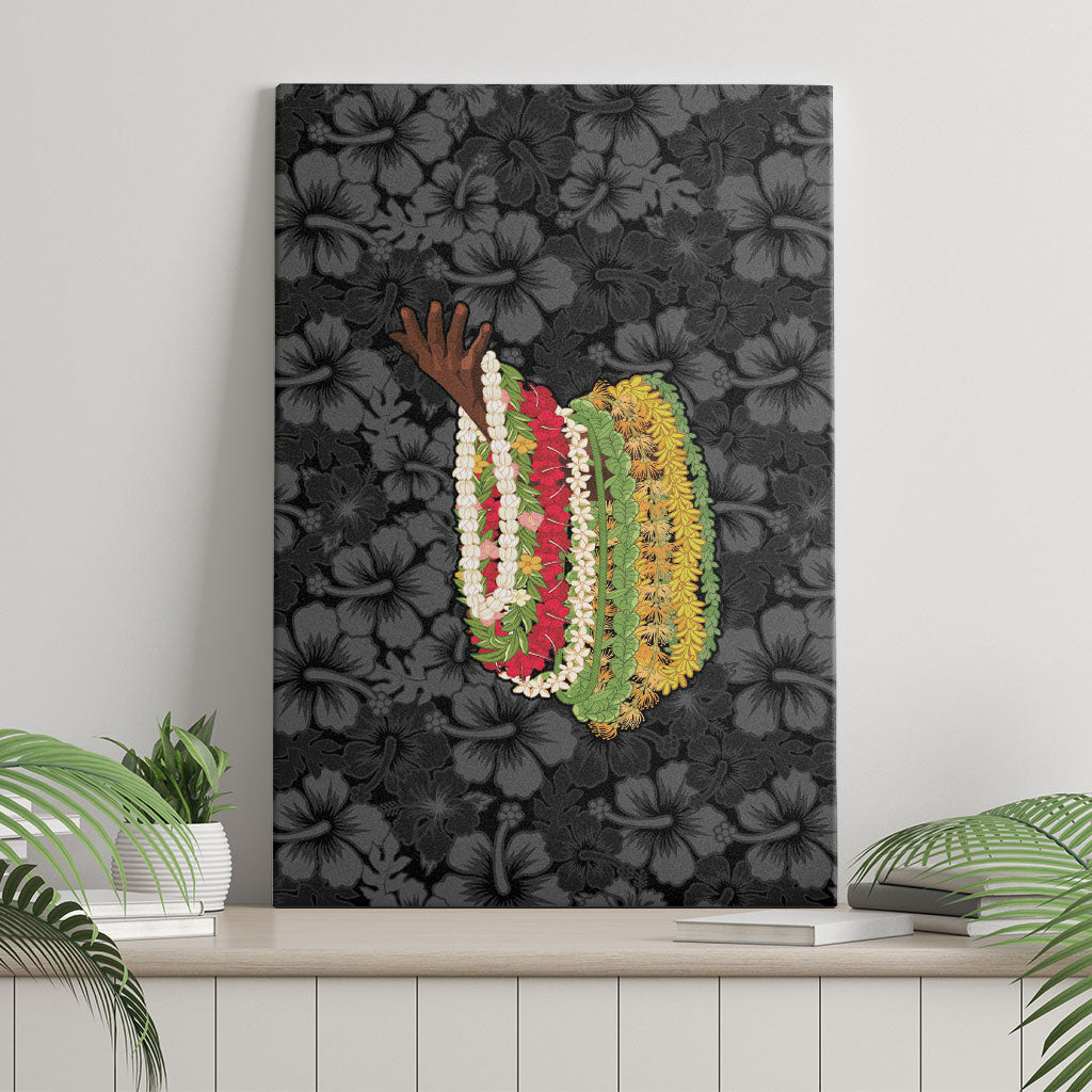 Hawaii Lei Kamehameha Canvas Wall Art Ele'ele Seamless Pattern Hibiscus Flower LT9 - Polynesian Pride