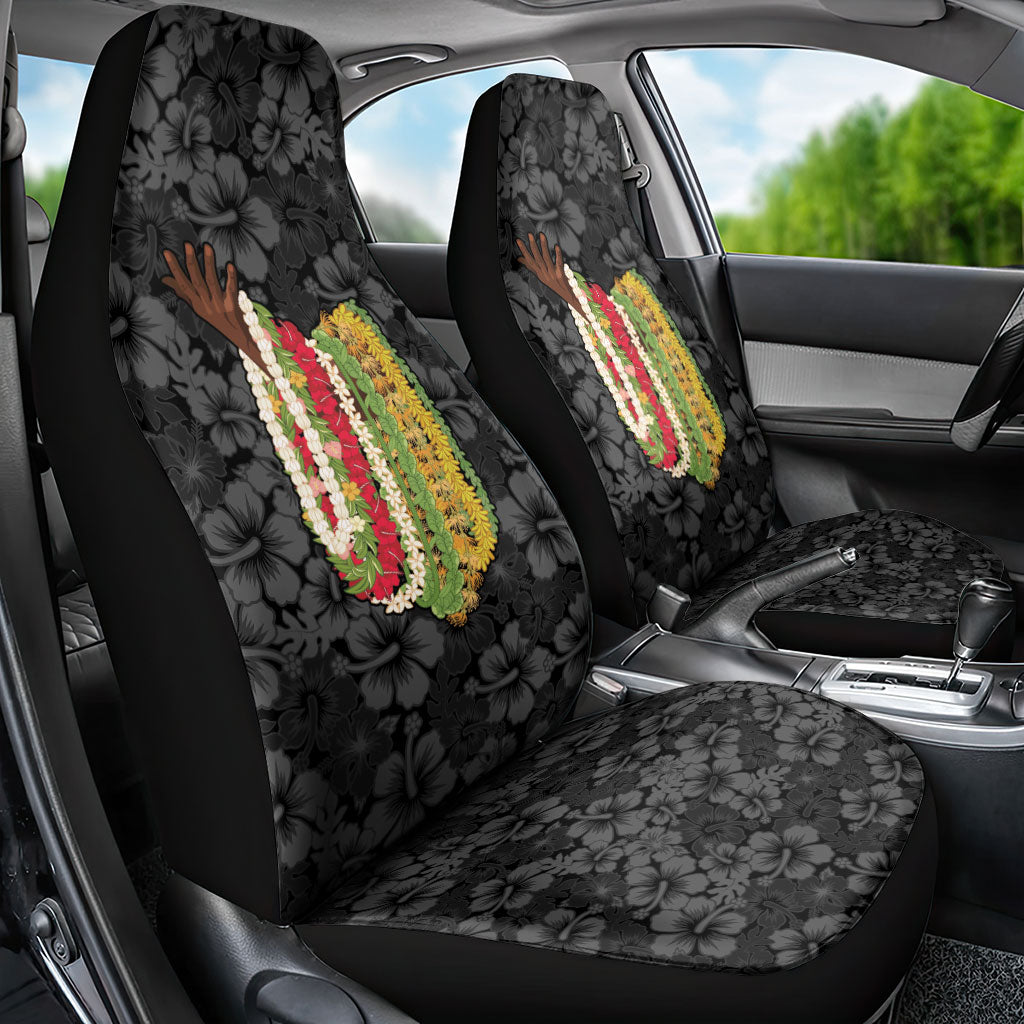 Hawaii Lei Kamehameha Car Seat Cover Ele'ele Seamless Pattern Hibiscus Flower LT9 - Polynesian Pride