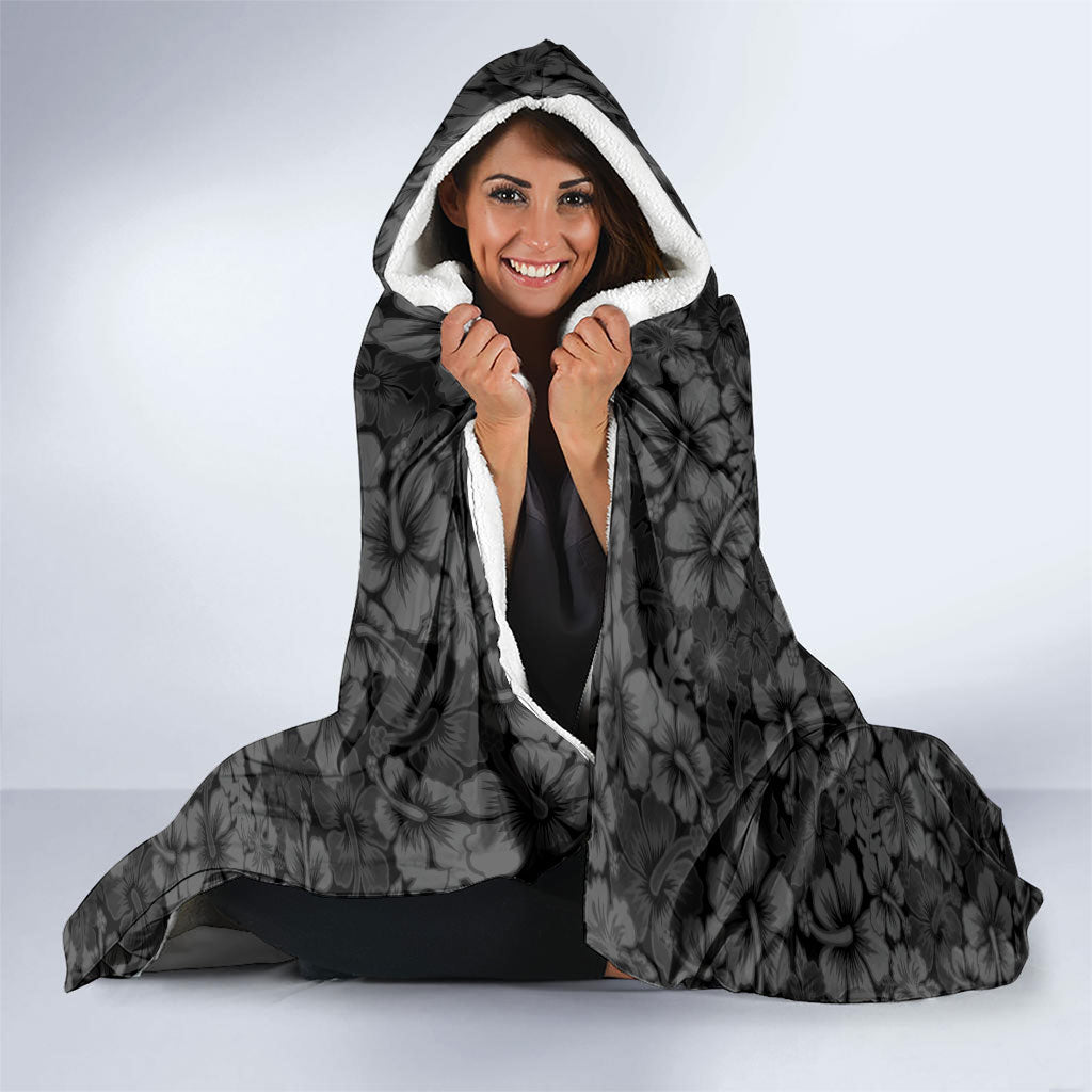 Hawaii Lei Kamehameha Hooded Blanket Ele'ele Seamless Pattern Hibiscus Flower LT9 - Polynesian Pride