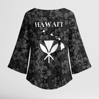 Hawaii Lei Kamehameha Kimono Sleeve Blouse Ele'ele Seamless Pattern Hibiscus Flower LT9 - Polynesian Pride