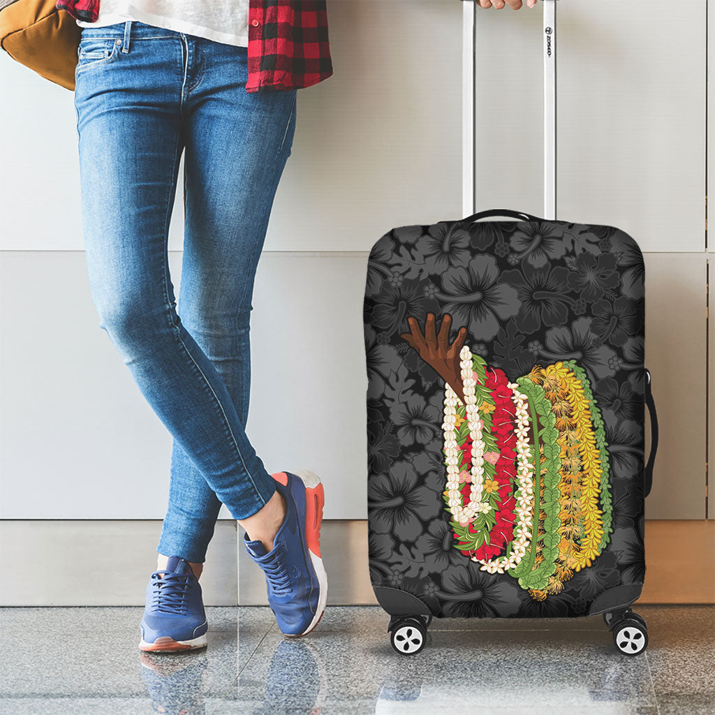 Hawaii Lei Kamehameha Luggage Cover Ele'ele Seamless Pattern Hibiscus Flower LT9 - Polynesian Pride