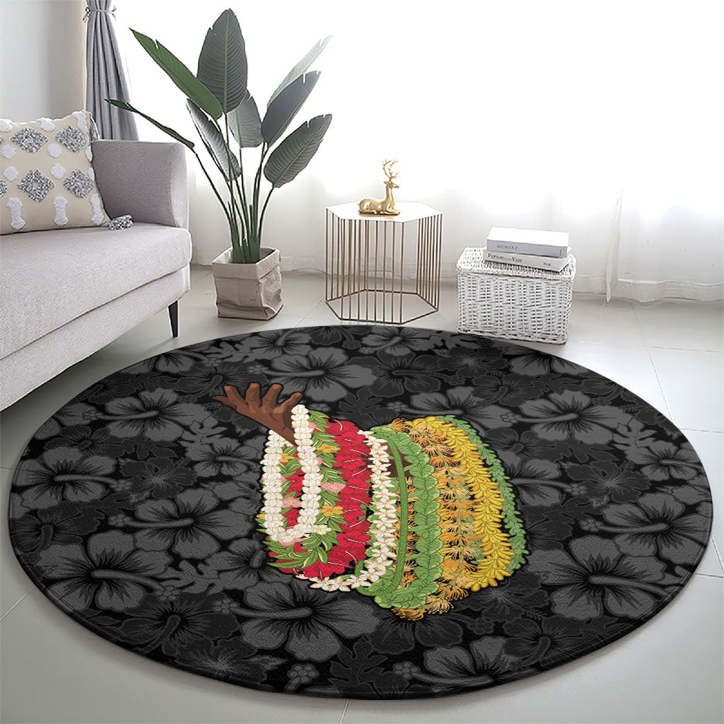 Hawaii Lei Kamehameha Round Carpet Ele'ele Seamless Pattern Hibiscus Flower LT9 - Polynesian Pride