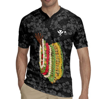 Hawaii Lei Kamehameha Rugby Jersey Ele'ele Seamless Pattern Hibiscus Flower LT9 - Polynesian Pride