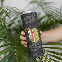 Hawaii Lei Kamehameha Skinny Tumbler Ele'ele Seamless Pattern Hibiscus Flower LT9 - Polynesian Pride