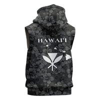 Hawaii Lei Kamehameha Sleeveless Hoodie Ele'ele Seamless Pattern Hibiscus Flower LT9 - Polynesian Pride