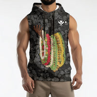 Hawaii Lei Kamehameha Sleeveless Hoodie Ele'ele Seamless Pattern Hibiscus Flower LT9 - Polynesian Pride
