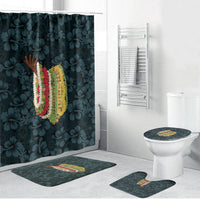 Hawaii Lei Kamehameha Bathroom Set Uliuli Seamless Pattern Hibiscus Flower LT9 Bathroom Set (4 pcs) Blue - Polynesian Pride