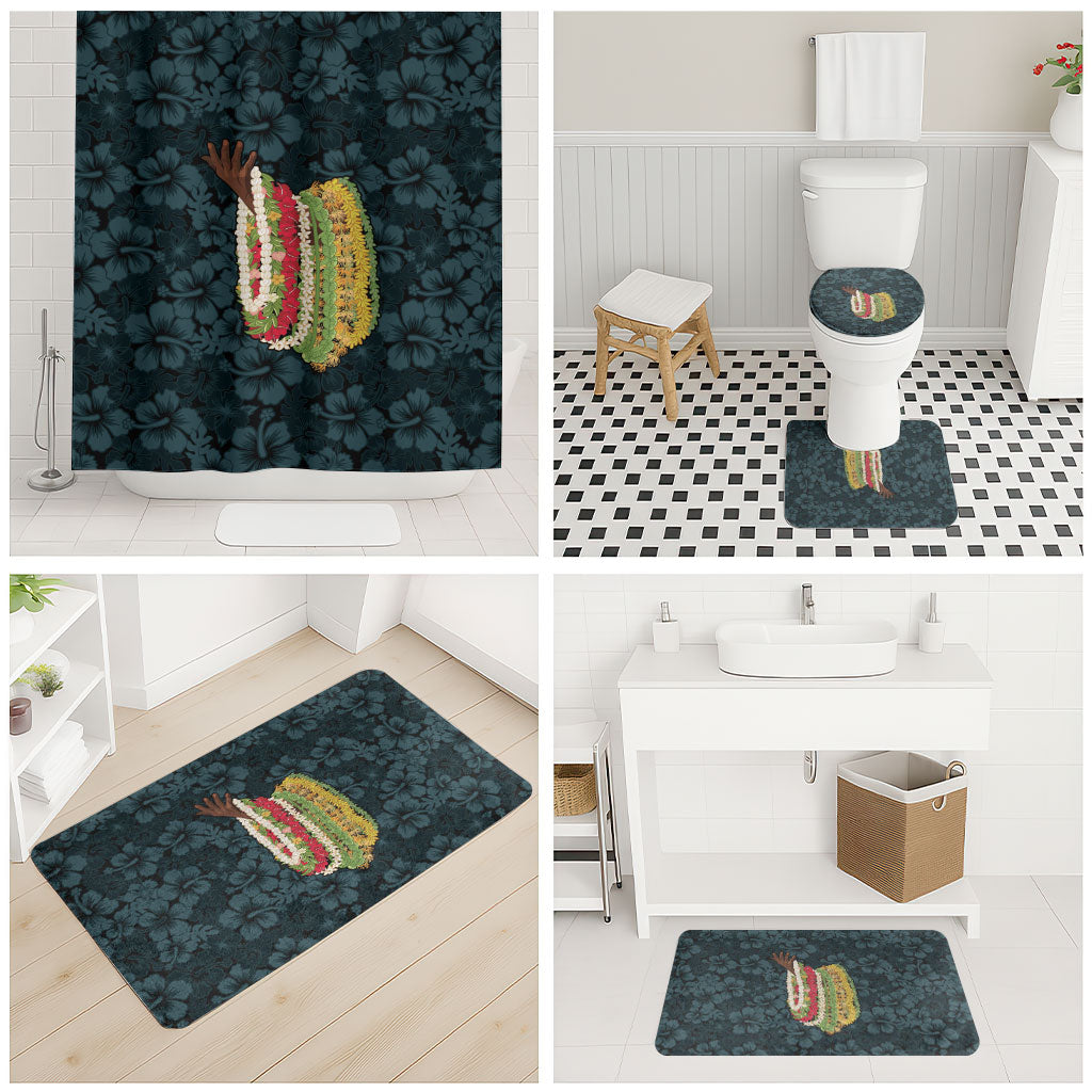 Hawaii Lei Kamehameha Bathroom Set Uliuli Seamless Pattern Hibiscus Flower LT9 - Polynesian Pride