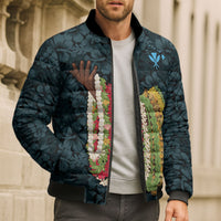 Hawaii Lei Kamehameha Bomber Puffer Jacket Uliuli Seamless Pattern Hibiscus Flower LT9 - Polynesian Pride