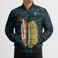 Hawaii Lei Kamehameha Bomber Puffer Jacket Uliuli Seamless Pattern Hibiscus Flower LT9 - Polynesian Pride