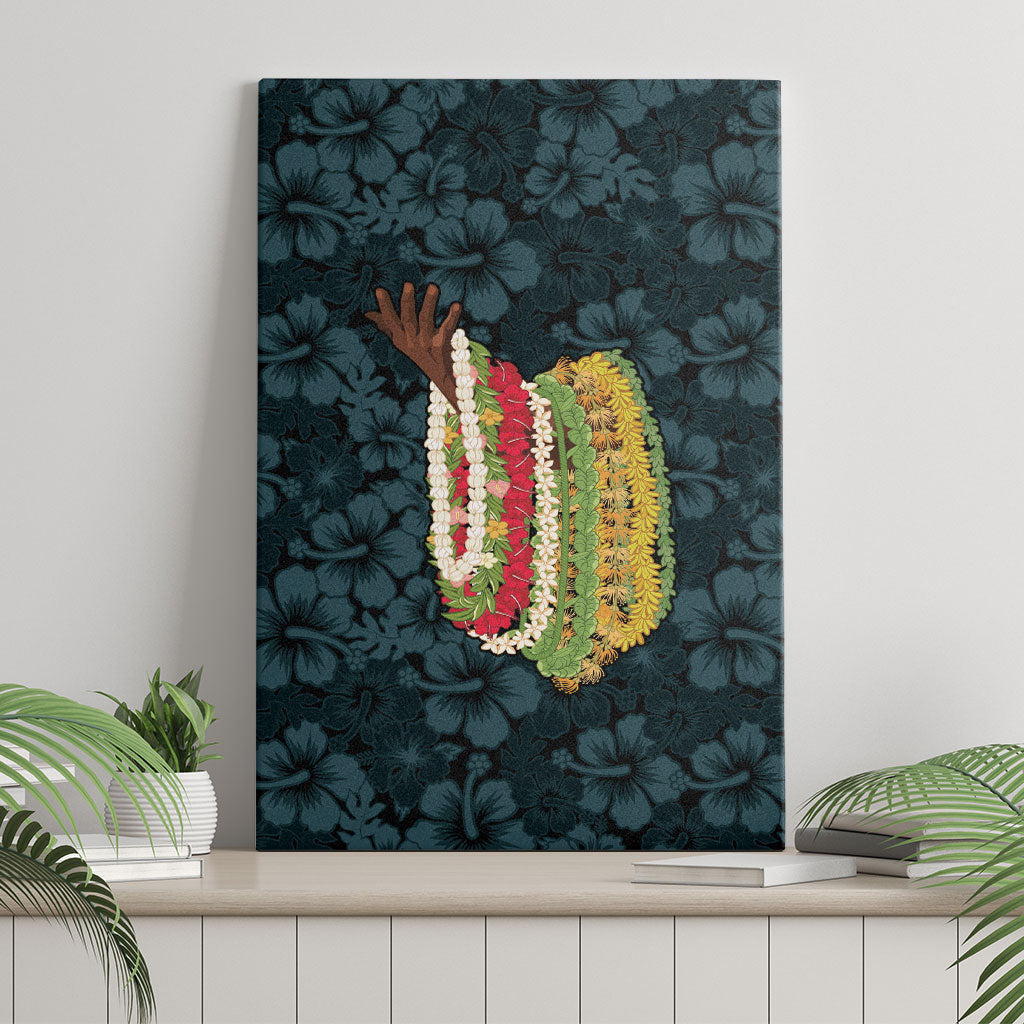 Hawaii Lei Kamehameha Canvas Wall Art Uliuli Seamless Pattern Hibiscus Flower LT9 - Polynesian Pride