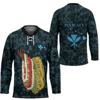 Hawaii Lei Kamehameha Hockey Jersey Uliuli Seamless Pattern Hibiscus Flower LT9 - Polynesian Pride