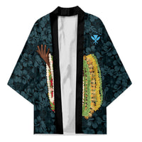 Hawaii Lei Kamehameha Kimono Uliuli Seamless Pattern Hibiscus Flower LT9 Unisex Blue - Polynesian Pride