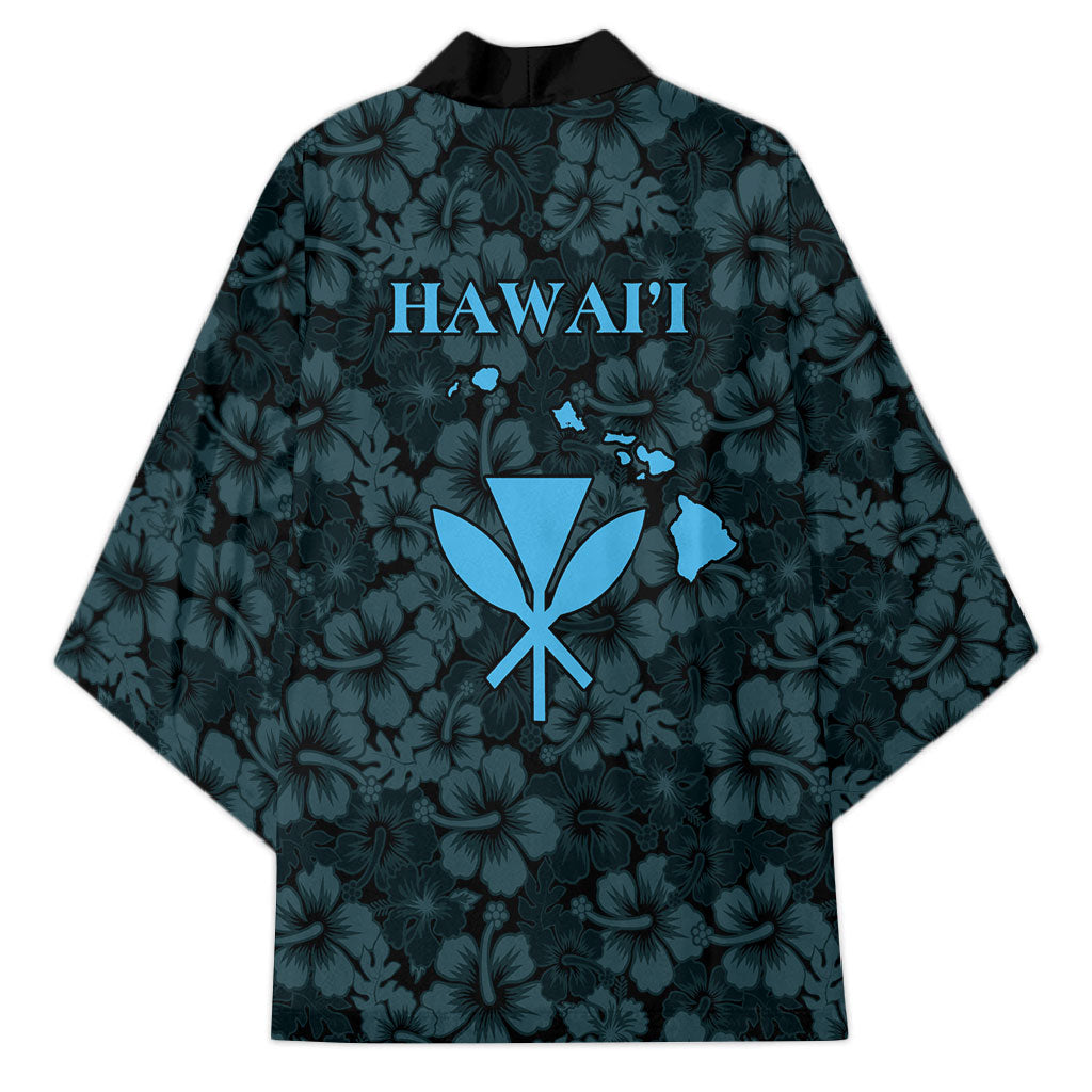 Hawaii Lei Kamehameha Kimono Uliuli Seamless Pattern Hibiscus Flower LT9 - Polynesian Pride