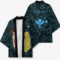 Hawaii Lei Kamehameha Kimono Uliuli Seamless Pattern Hibiscus Flower LT9 - Polynesian Pride