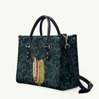 Hawaii Lei Kamehameha Leather Bag Uliuli Seamless Pattern Hibiscus Flower LT9 Blue - Polynesian Pride