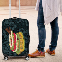 Hawaii Lei Kamehameha Luggage Cover Uliuli Seamless Pattern Hibiscus Flower LT9 Blue - Polynesian Pride