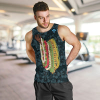 Hawaii Lei Kamehameha Men Tank Top Uliuli Seamless Pattern Hibiscus Flower LT9 Blue - Polynesian Pride